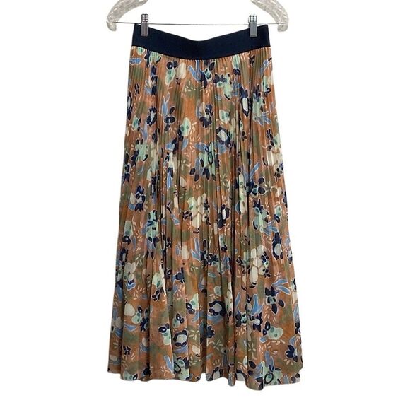 Wilfred Twirl Pleated Midi Skirt Size M Recycled Chiffon Floral High Waist - Picture 1 of 9